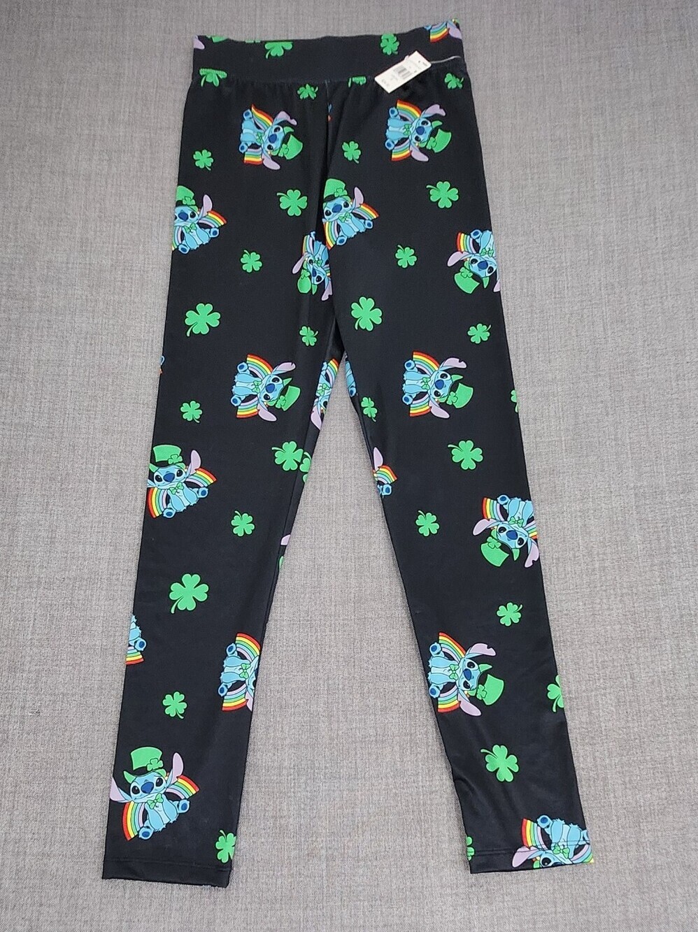 Disney Stitch St. Patrick Day Clover Stretch Leggings.  Junior Small